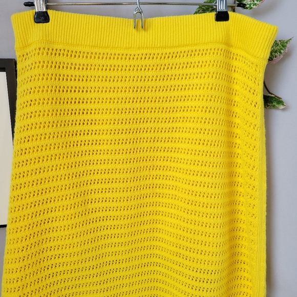 Everlane Crochet Knit Midi Skirt Lemon Yellow Organic Cotton L - Picture 4 of 14